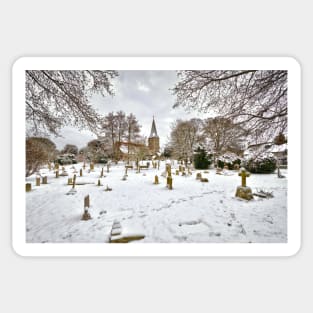 All Saints church in the snow Sticker